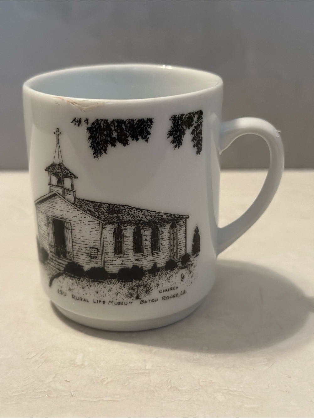 LSU Rural Life Museum Church Mug Ceramic Treasures LA Transferware Souvenir